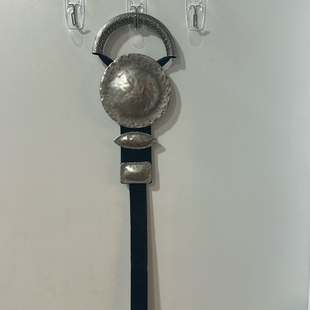 Anthony Alexander Brutalist design 
silver plated leather belt VTG OS